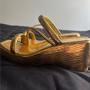 Gold Wedge Sandals